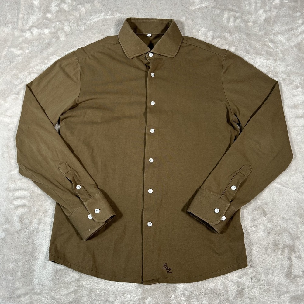 State & Liberty Shirt Mens Medium Brown Stretch Performance Athletic Long Sleeve